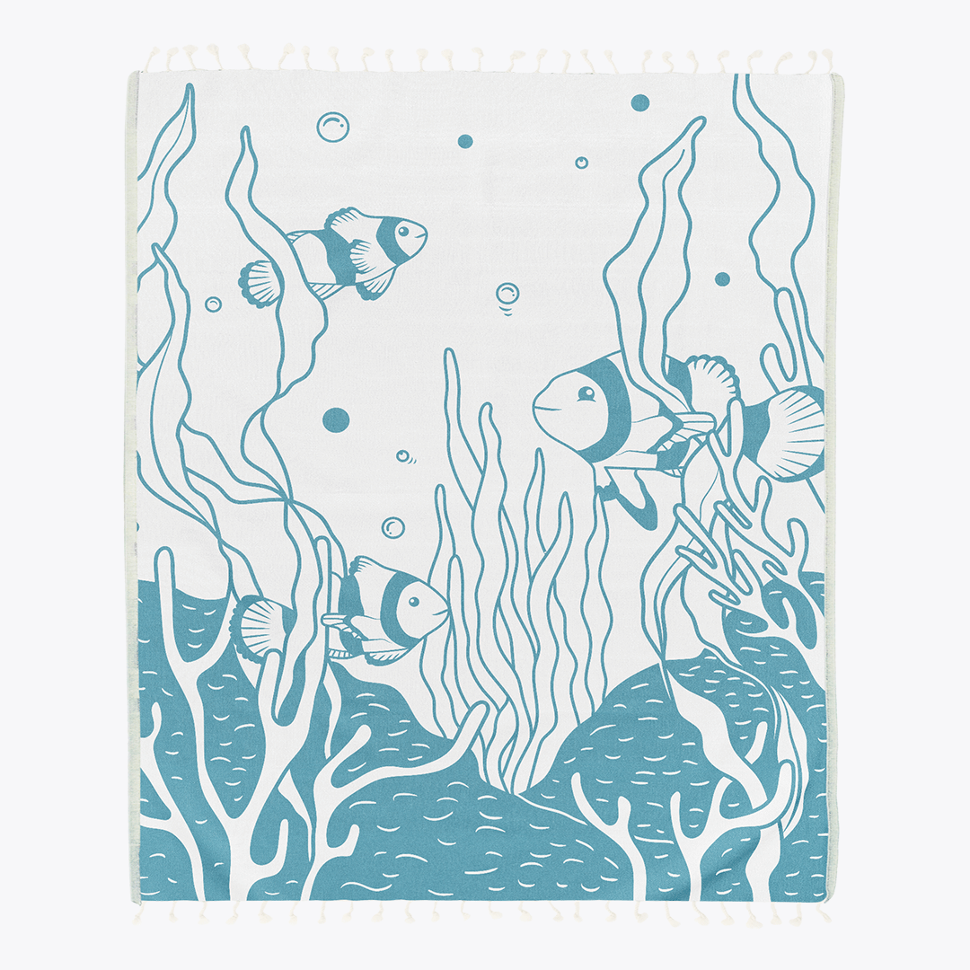 Under The Sea Large - Organic Turkish Cotton Beach Towel | Feshka