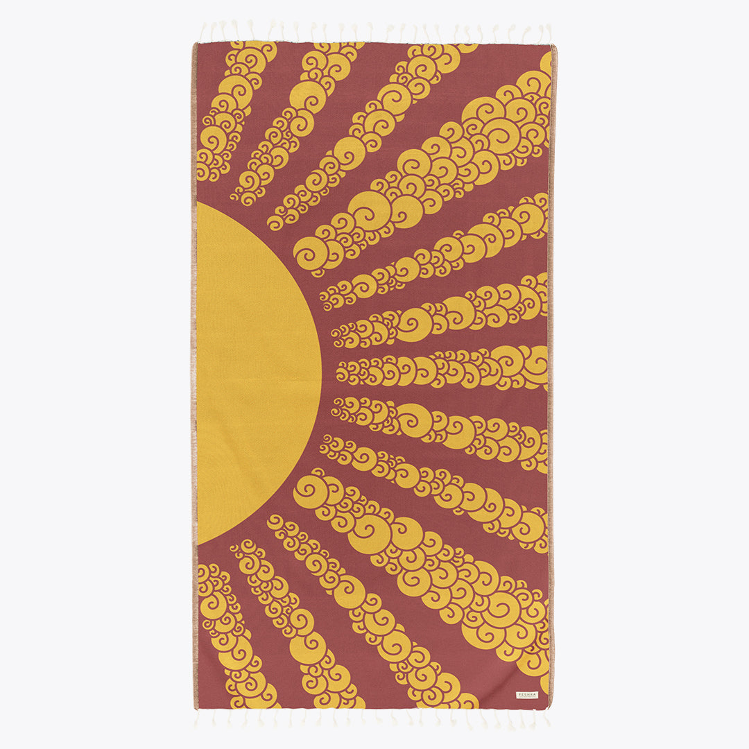 Golden Hour Sunrise - Organic Turkish Cotton Beach Towel | Feshka