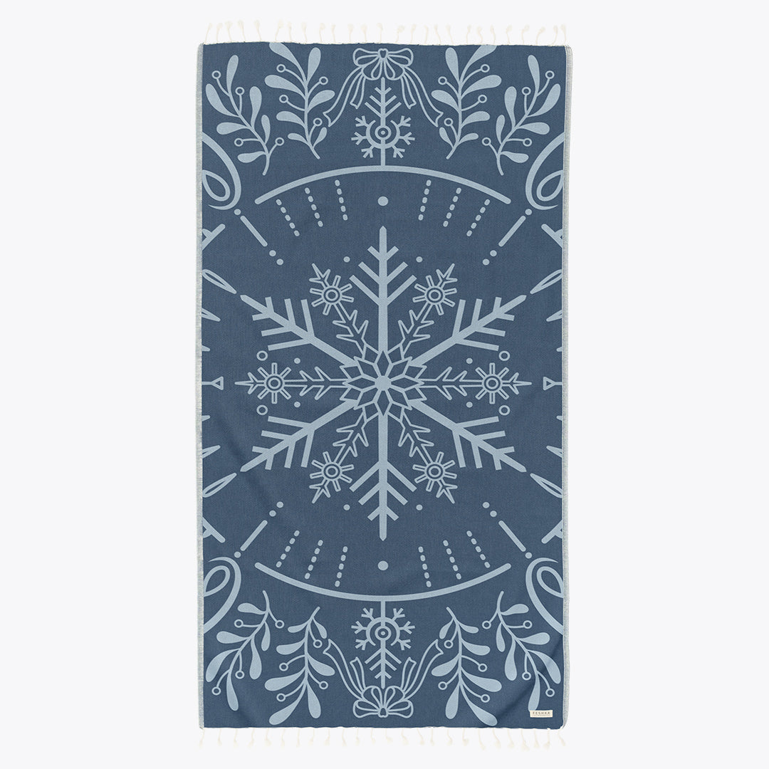 Snowflake Blue - Organic Turkish Cotton Beach Towel | Feshka