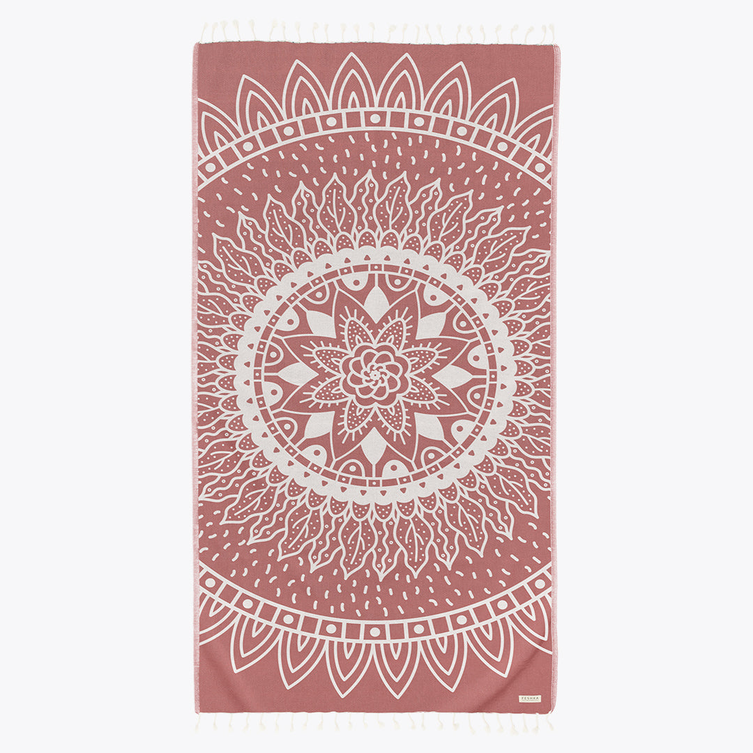 Sunflower Maroon - Organic Turkish Cotton Beach Towel | Feshka