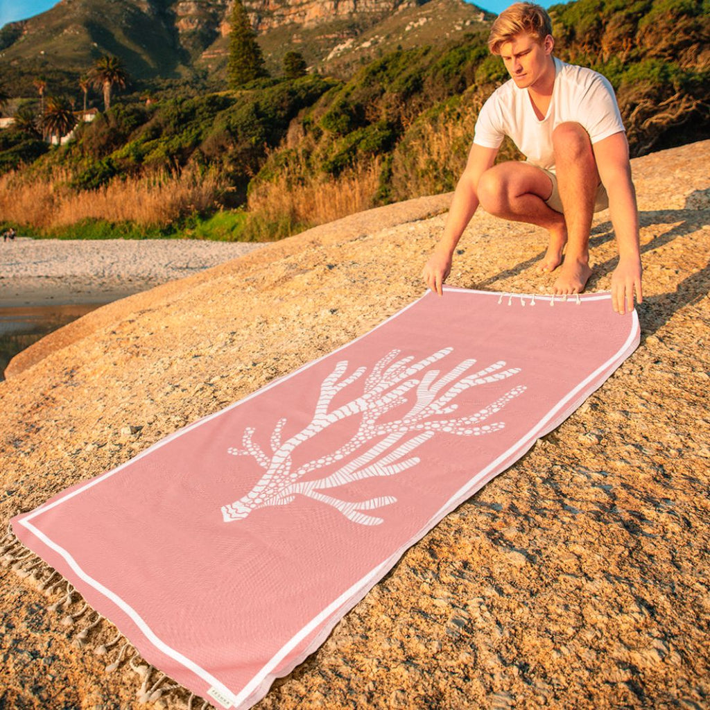 Coral - Organic Turkish Cotton Beach Towel | Feshka