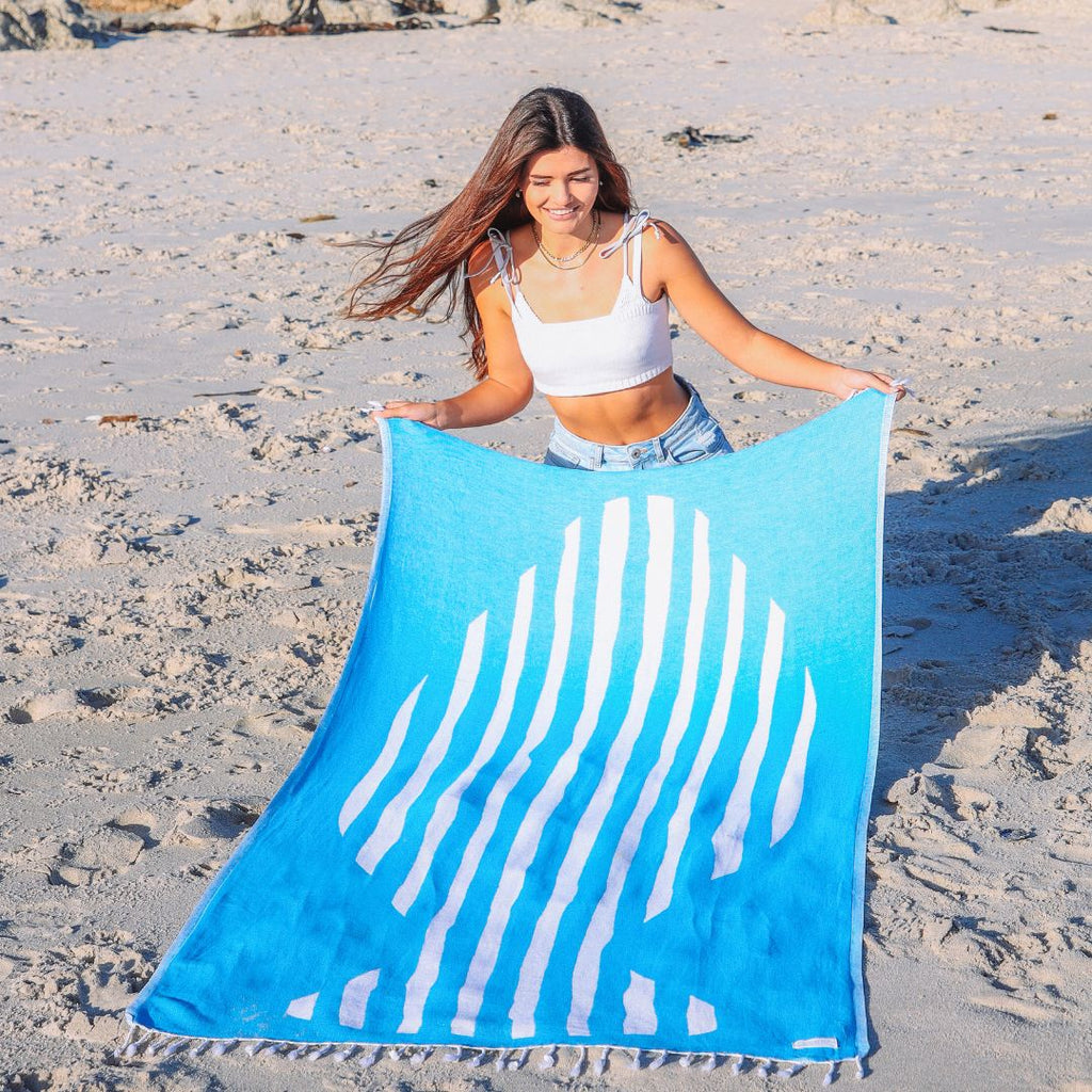 Blue Stripes - Organic Turkish Cotton Beach Towel | Feshka