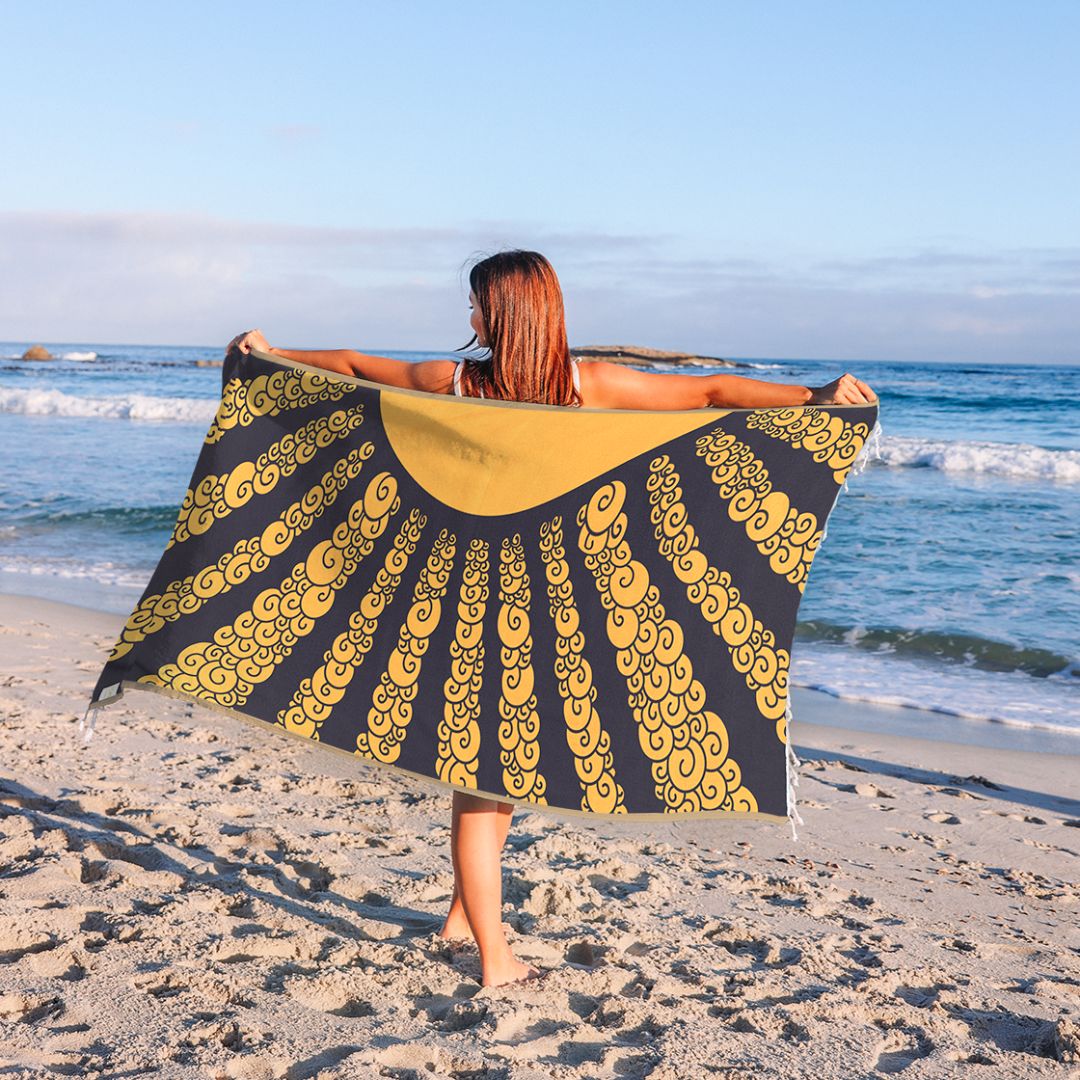 Golden Hour - Organic Turkish Cotton Beach Towel | Feshka