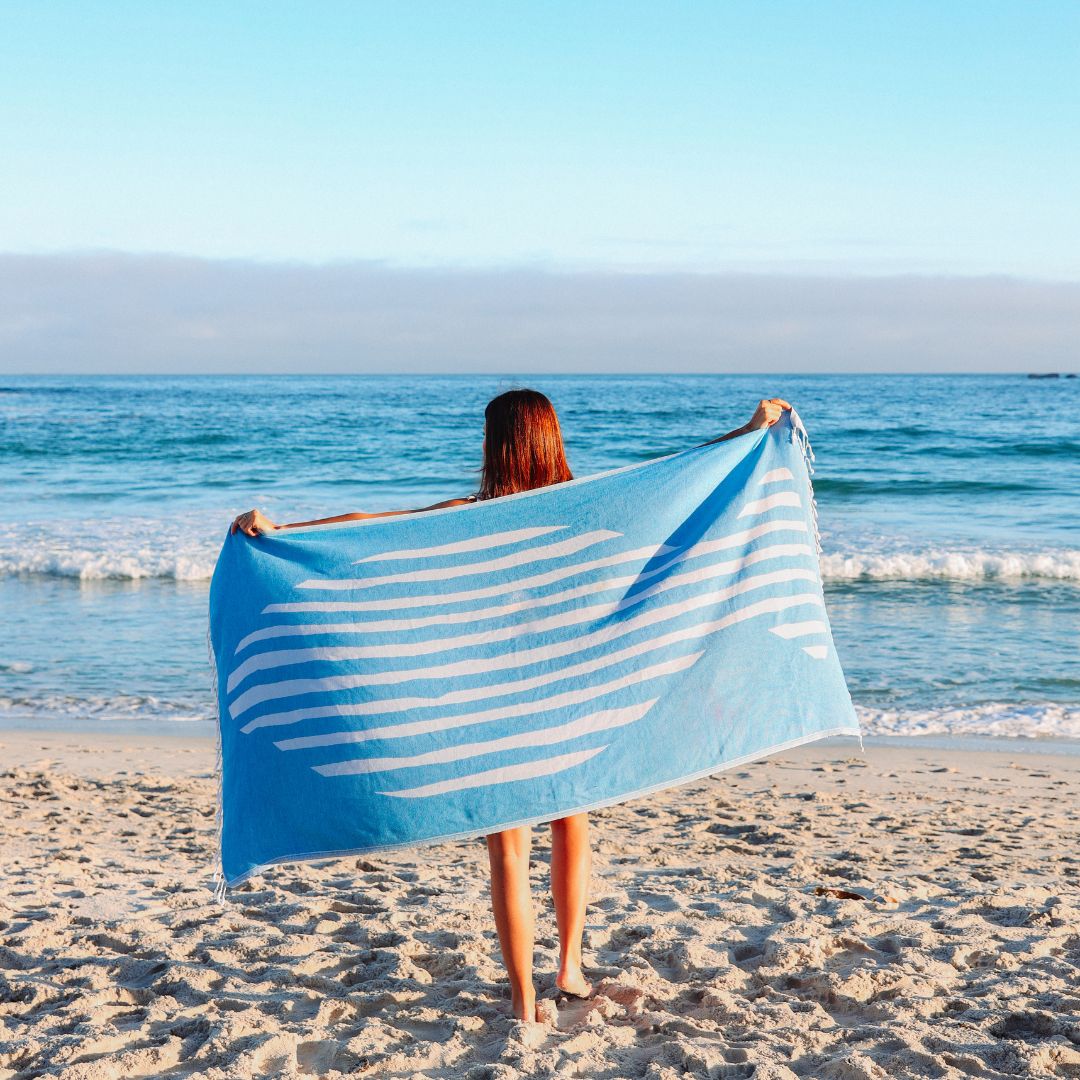 Blue Stripes - Organic Turkish Cotton Beach Towel | Feshka