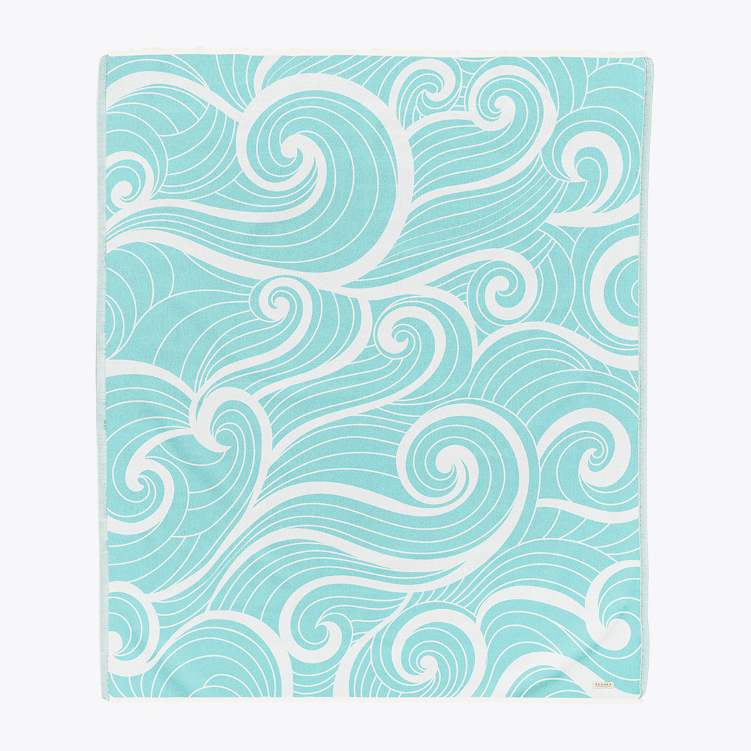 Summer Waves Large - Organic Turkish Cotton Beach Towel | Feshka