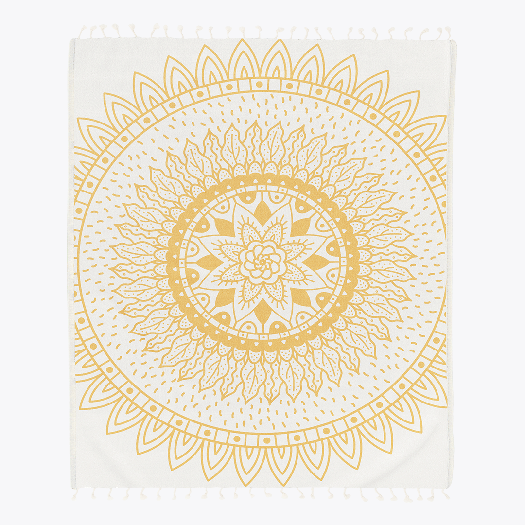 Sunflower Marigold Large - Organic Turkish Cotton Beach Towel | Feshka