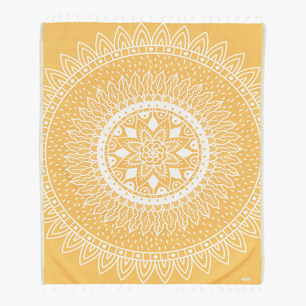 Sunflower Marigold Large - Organic Turkish Cotton Beach Towel | Feshka