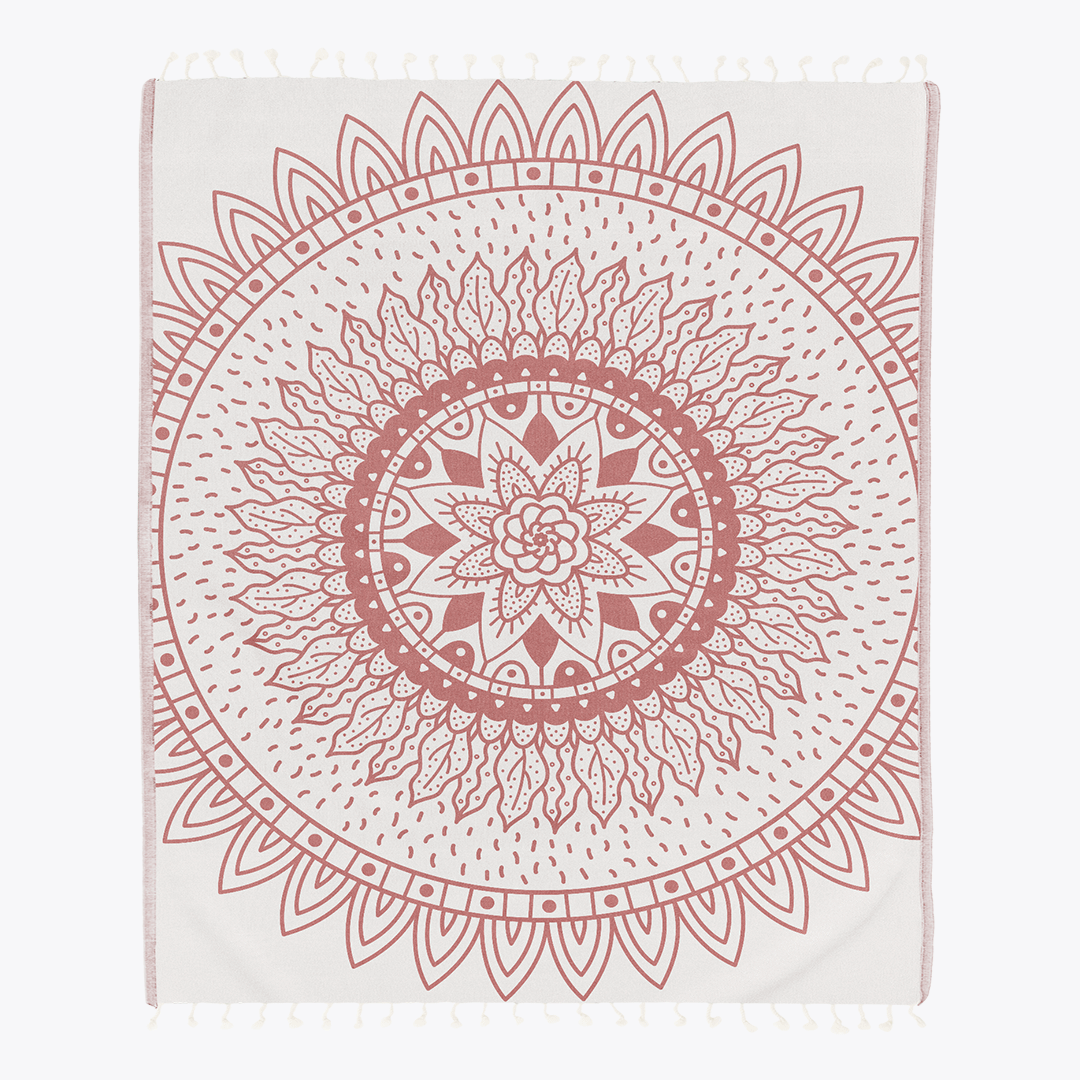 Sunflower Maroon Large - Organic Turkish Cotton Beach Towel | Feshka