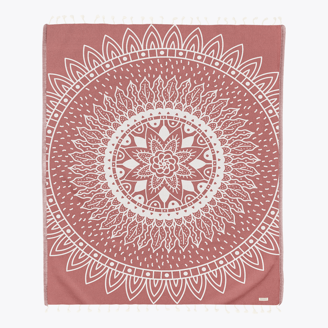 Sunflower Maroon Large - Organic Turkish Cotton Beach Towel | Feshka