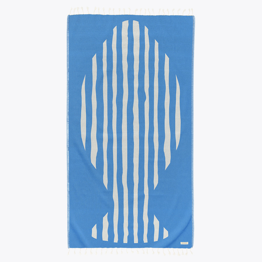 Blue Stripes - Organic Turkish Cotton Beach Towel | Feshka