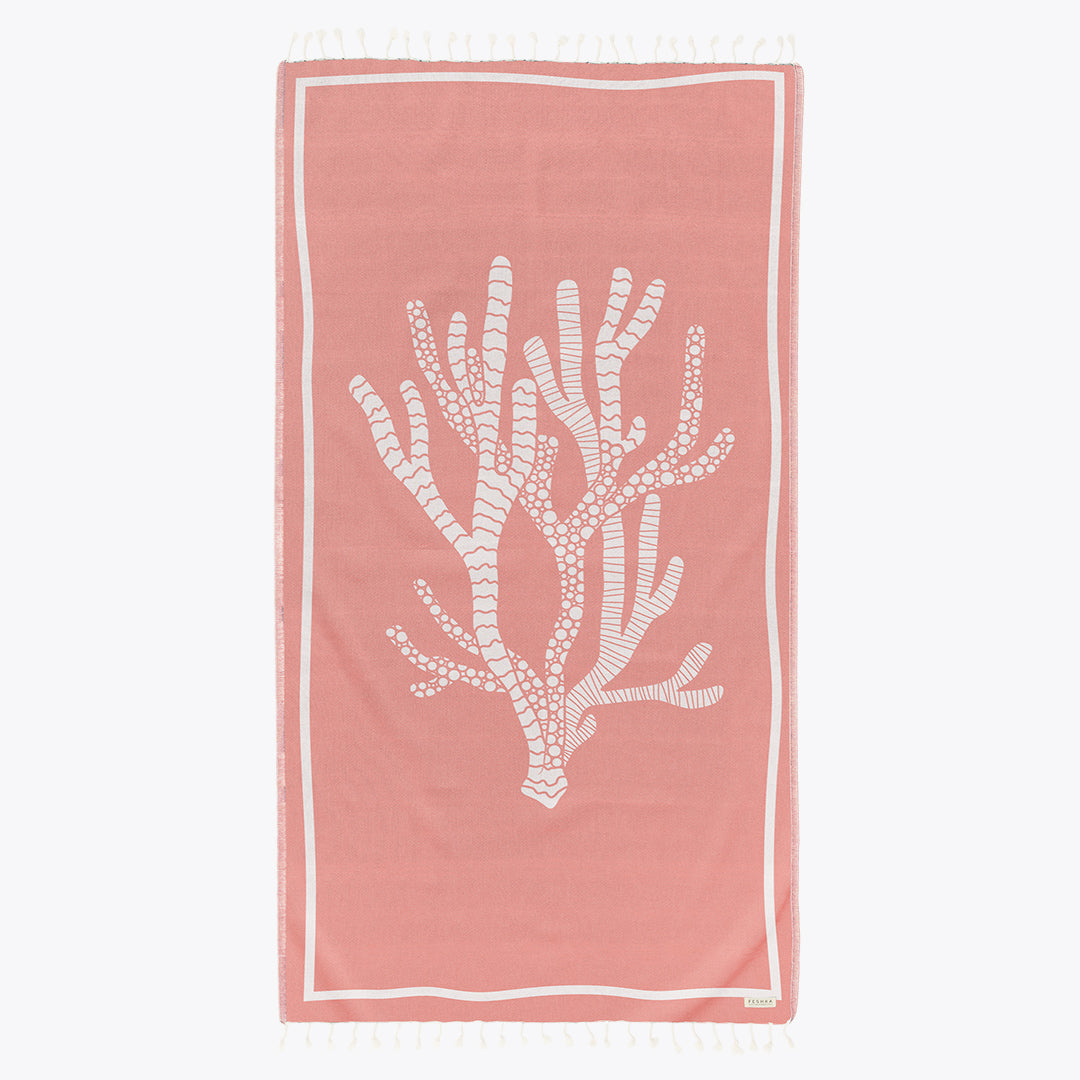 Coral - Organic Turkish Cotton Beach Towel | Feshka