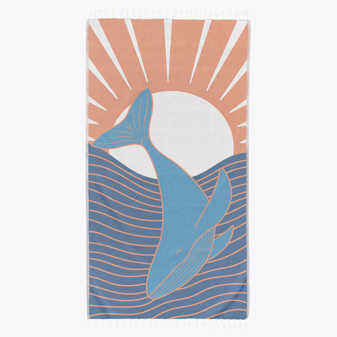 Happy Whale - Organic Turkish Cotton Beach Towel | Feshka