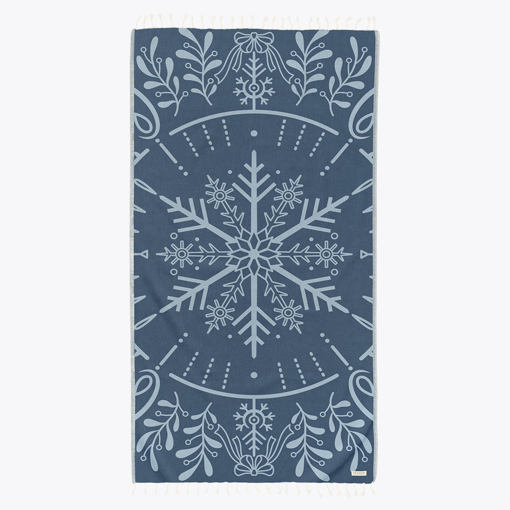 Snowflake Blue - Organic Turkish Cotton Beach Towel | Feshka