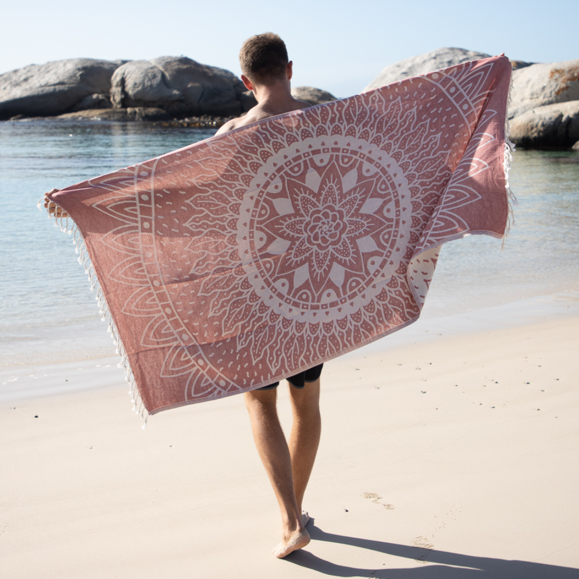 Sunflower Maroon - Organic Turkish Cotton Beach Towel | Feshka