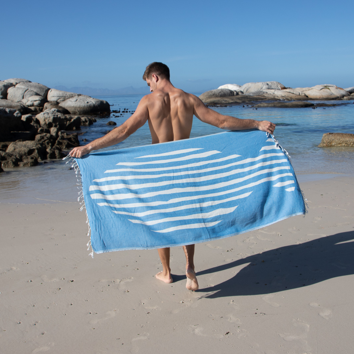 Blue Stripes - Organic Turkish Cotton Beach Towel | Feshka