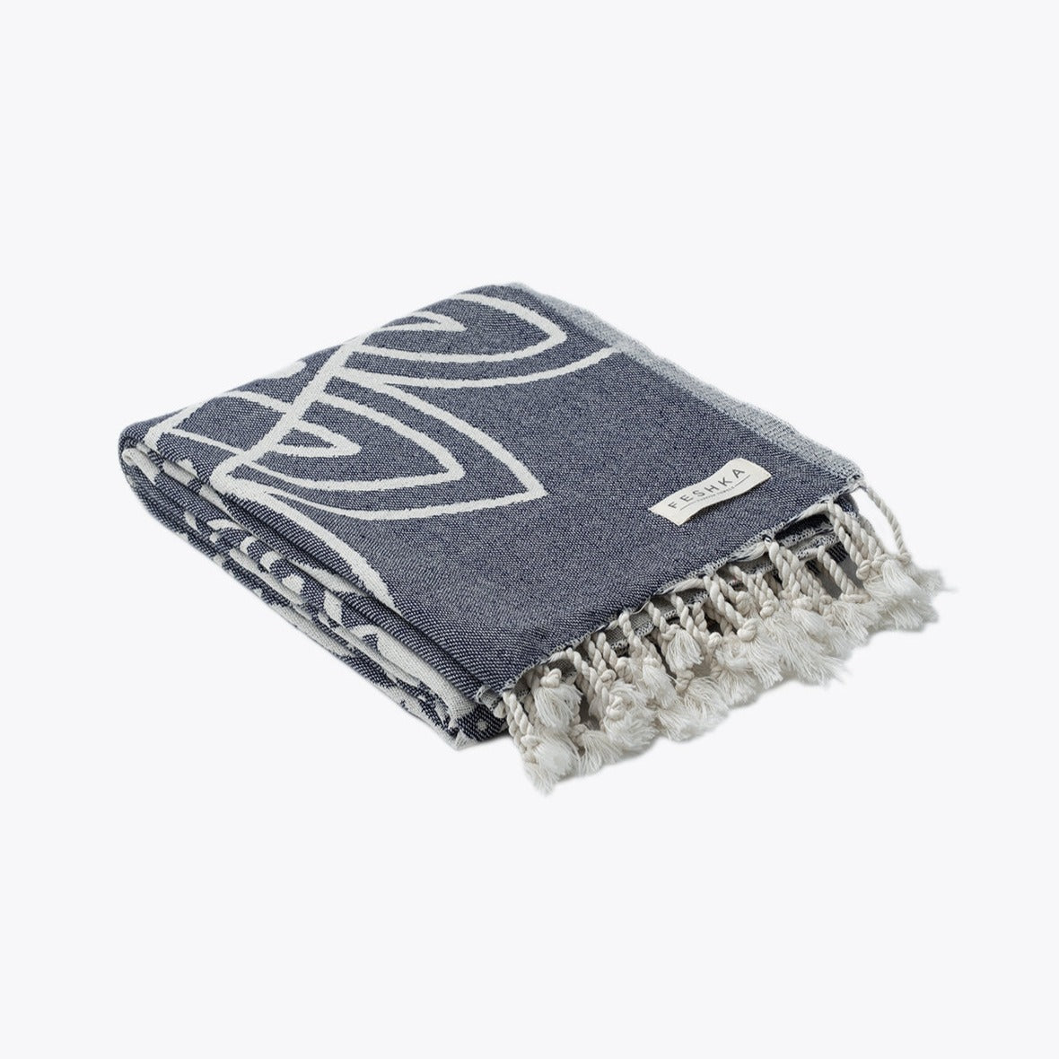 Sunflower Navy - Organic Turkish Cotton Beach Towel | Feshka