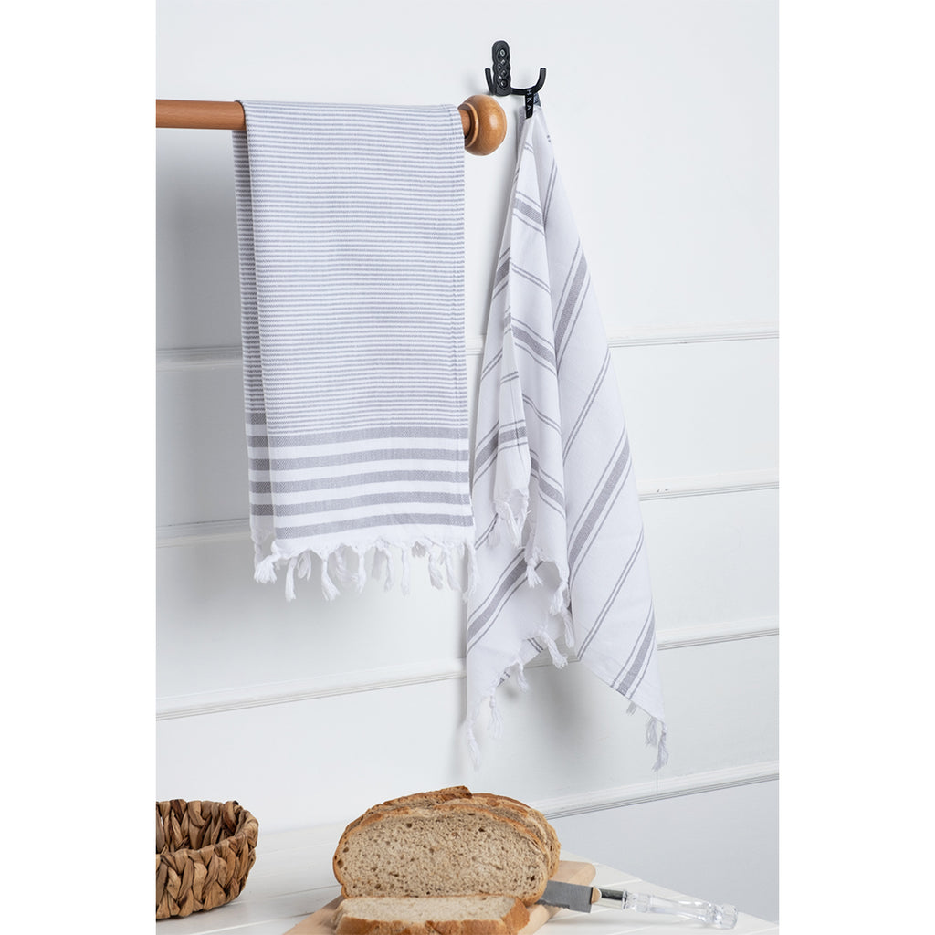 Kitchen Towel Set Gray - Organic Turkish Cotton Beach Towel | Feshka