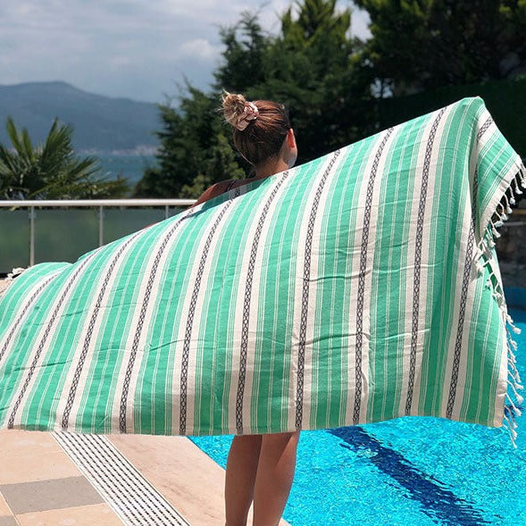 Mint - Organic Turkish Cotton Beach Towel | Feshka