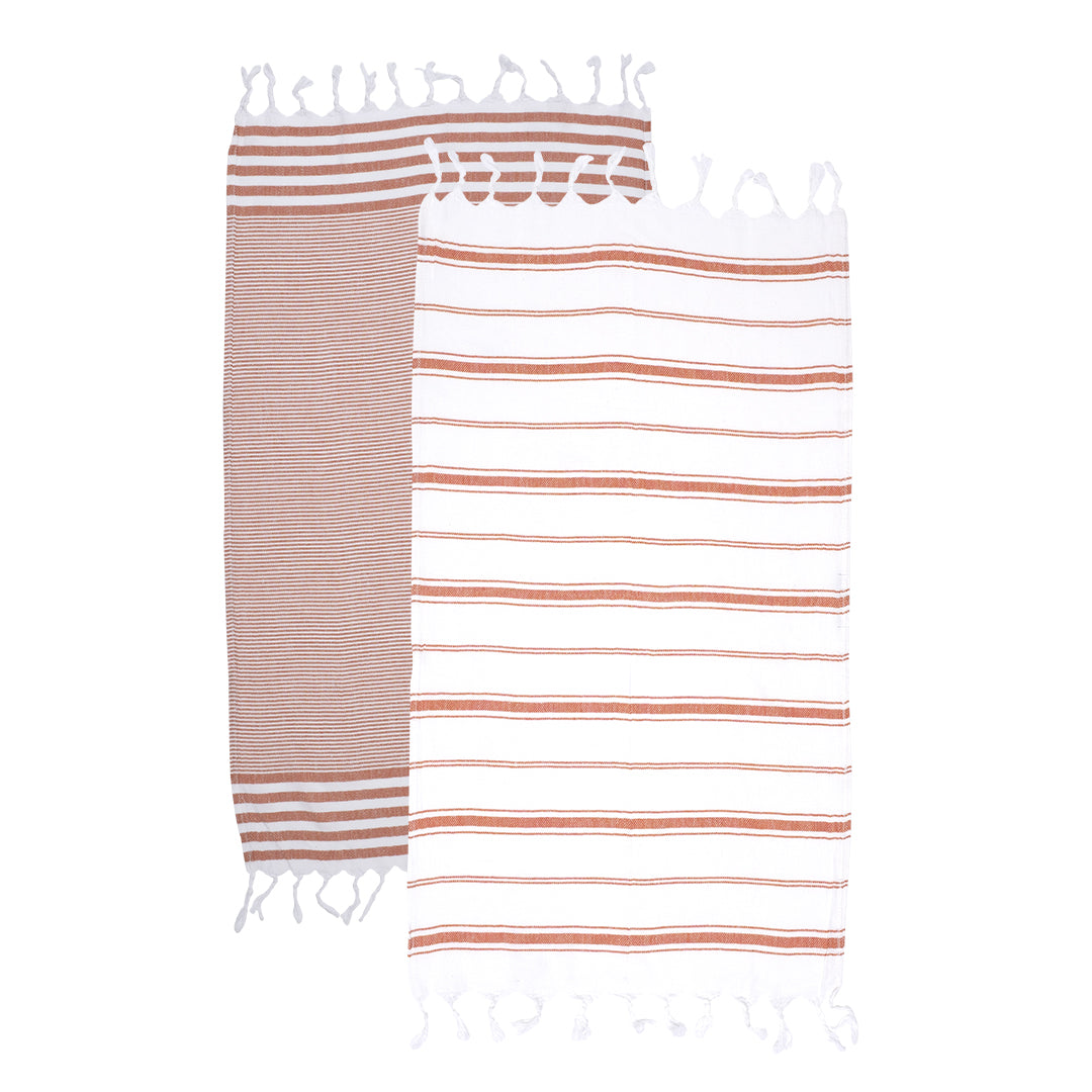 Kitchen Towel Set Orange - Organic Turkish Cotton Beach Towel | Feshka