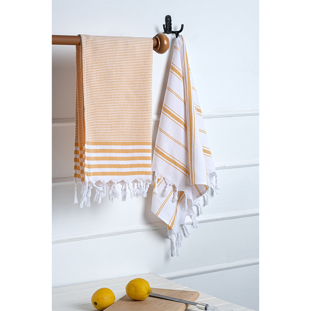 Kitchen Towel Set Yellow - Organic Turkish Cotton Beach Towel | Feshka