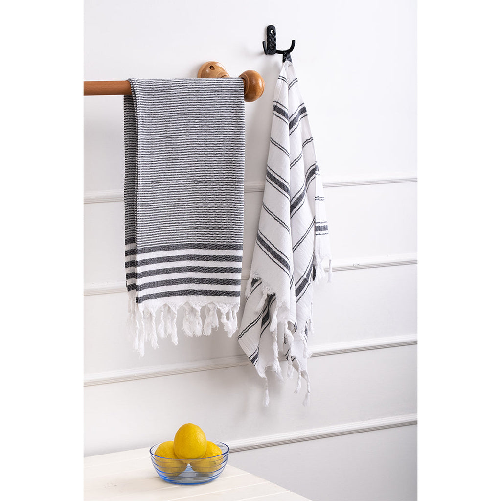 Kitchen Towel Set Black - Organic Turkish Cotton Beach Towel | Feshka