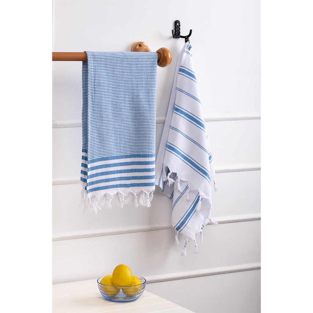 Kitchen Towel Set Blue - Organic Turkish Cotton Beach Towel | Feshka