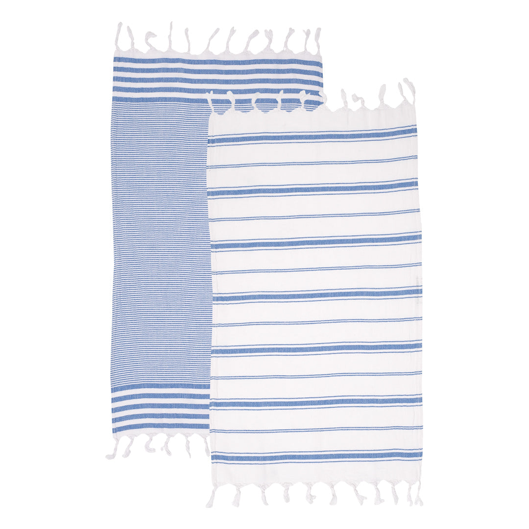Kitchen Towel Set Blue - Organic Turkish Cotton Beach Towel | Feshka