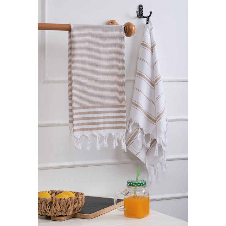 Kitchen Towel Set Brown - Organic Turkish Cotton Beach Towel | Feshka