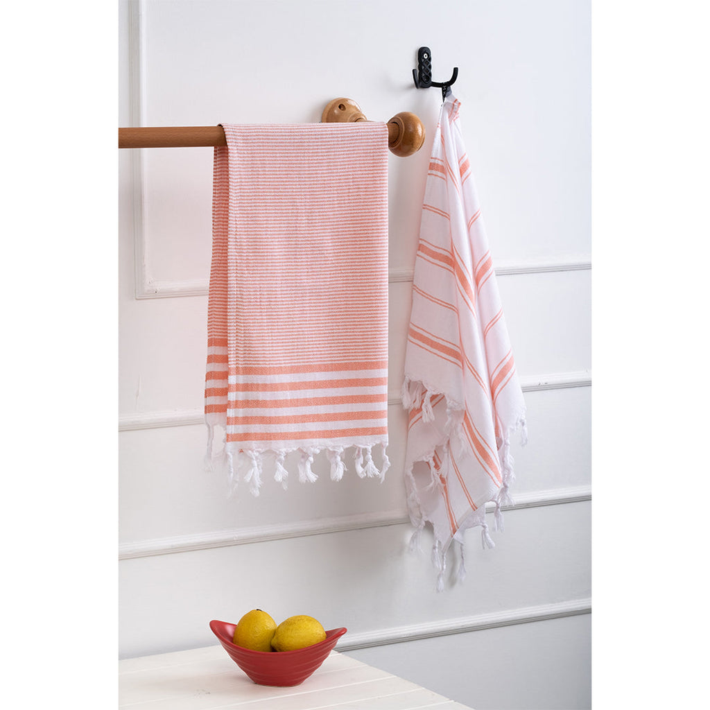 Kitchen Towel Set Coral - Organic Turkish Cotton Beach Towel | Feshka