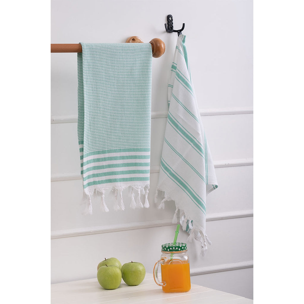 Kitchen Towel Set Mint - Organic Turkish Cotton Beach Towel | Feshka