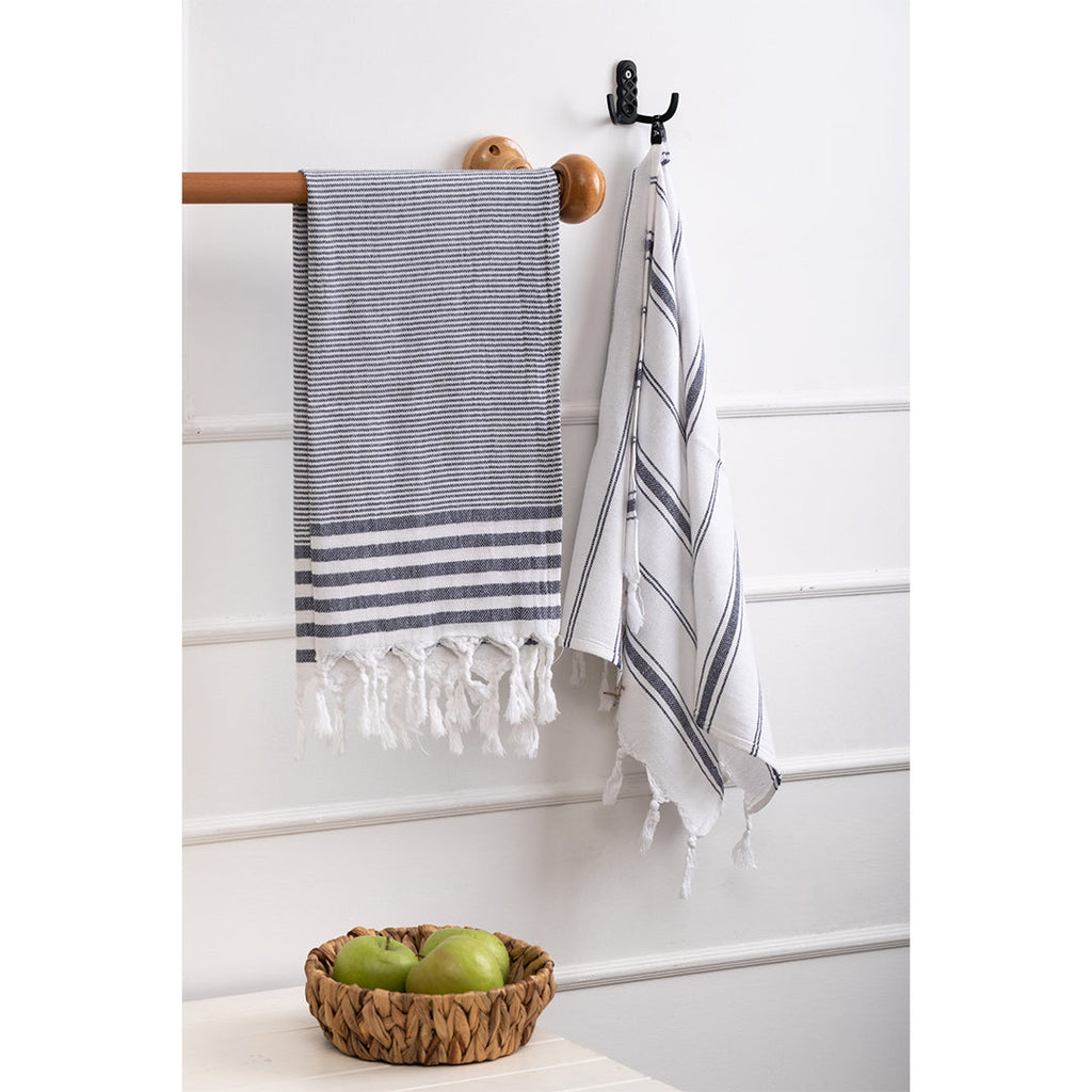Kitchen Towel Set Navy - Organic Turkish Cotton Beach Towel | Feshka